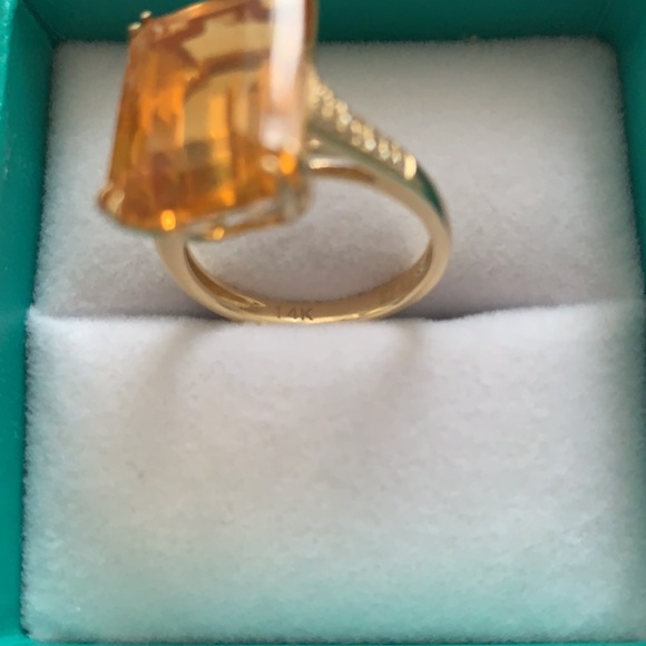 EFFY 14K yellow gold diamond, citrine ring. Size 7 - Picture 7 of 7